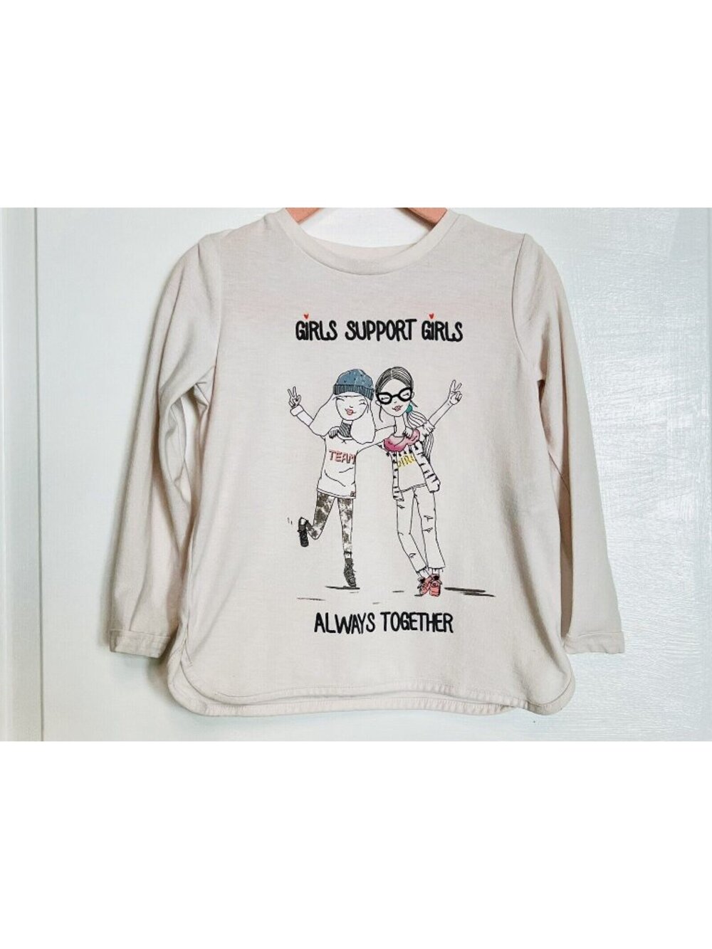 ZARA Long Sleeve T-Shirt Designer GIRLS SUPPORT GIRLS Cute Graphic Tee 2 / 3